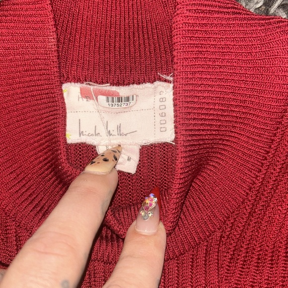 Nicole Miller Red Ribbed Sheath Dress Size M - Picture 11 of 11